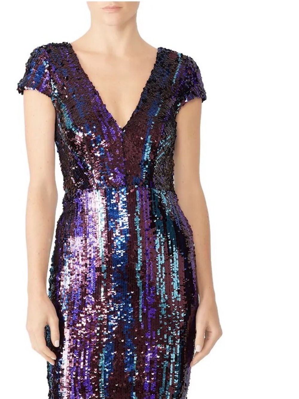 Dress the Population Iridescent Purple & Blue Sequin Dress